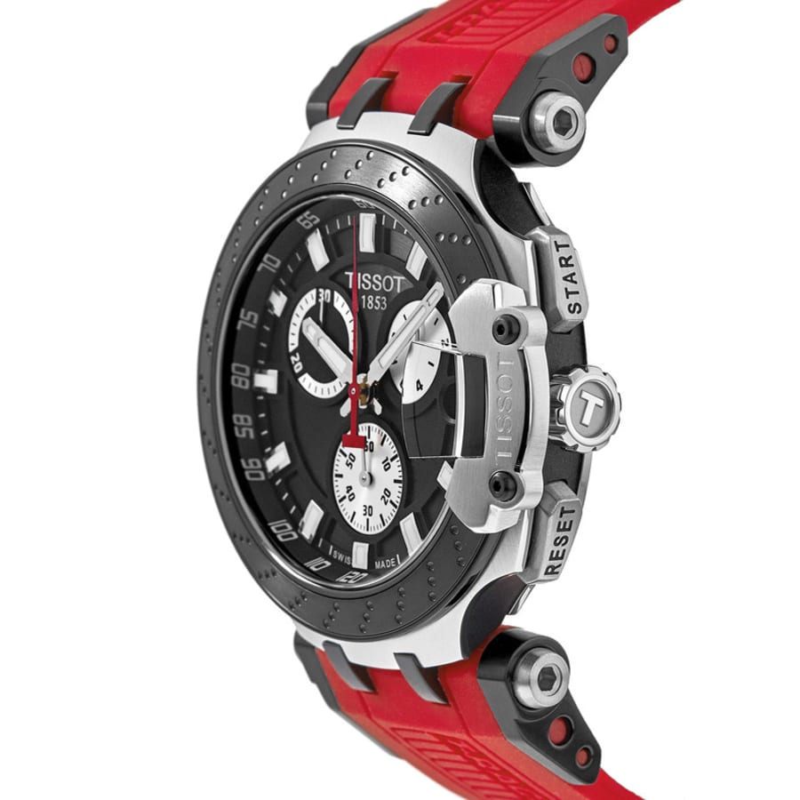 Tissot T Race Chronograph Black Dial Red Rubber Strap Men S Watch T115 417 27 051 00