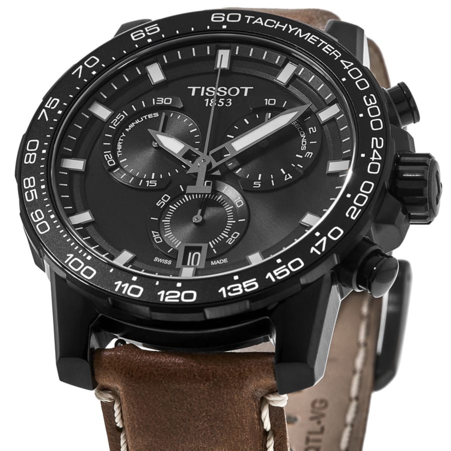 Tissot Supersport Chrono Black Dial Leather Strap Men's Watch T125.617