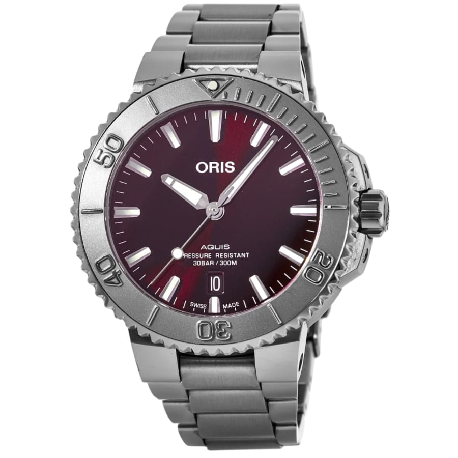 Oris Aquis Date Red Cherry Dial Steel Men s Watch 01 733 7766 4158 07 8 oris-aquis-date-red-cherry-dial-steel-men-s-watch-01-733-7766-4158-07-8
