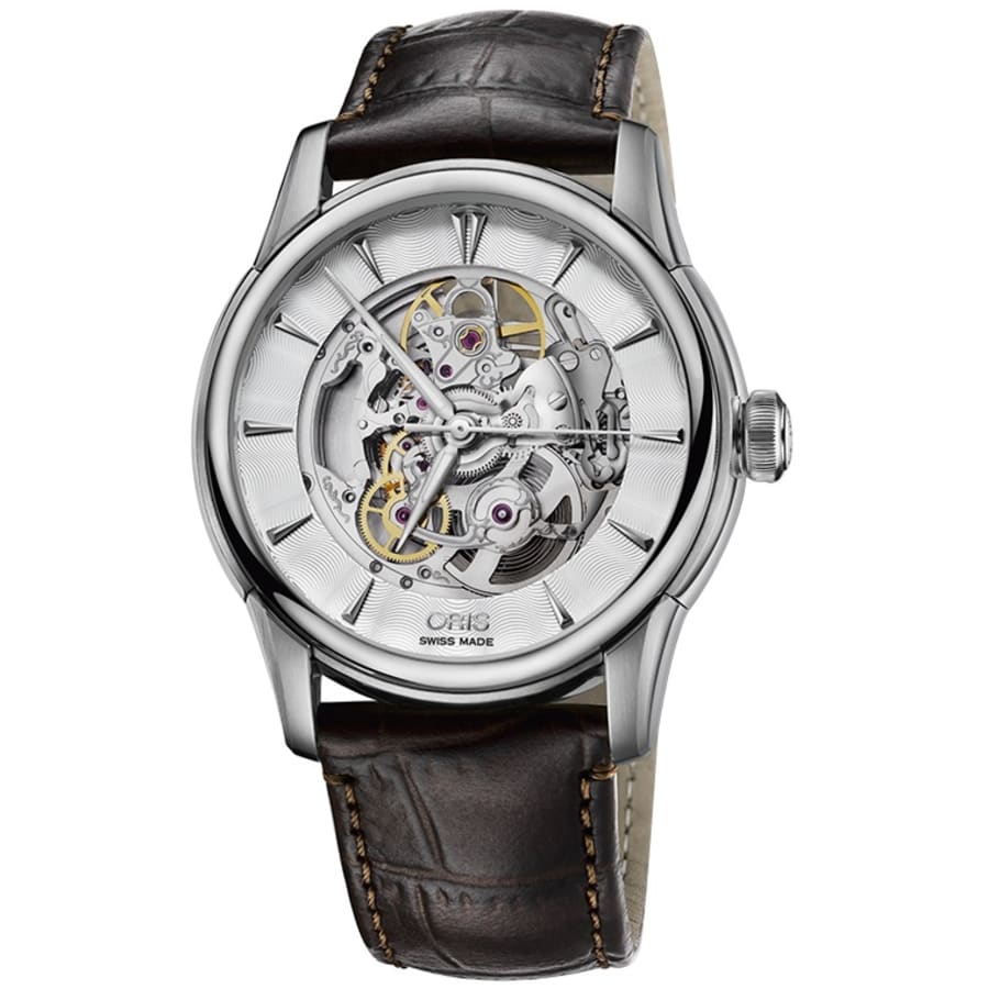 Oris Artelier Skeleton Silver Dial Brown Leather Strap Men's Oris Artelier Skeleton Silver Dial Brown Leather Strap Men's