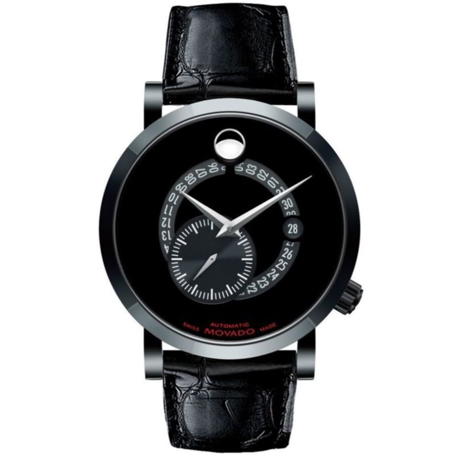 Movado Red Label Automatic Animated Date Small Seconds Black Dial