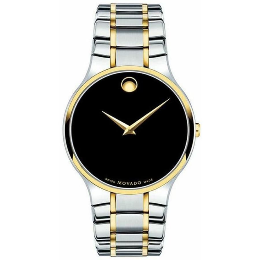 Movado Serio Black Dial Two Tone Stainless Steel Men's Watch 0607284