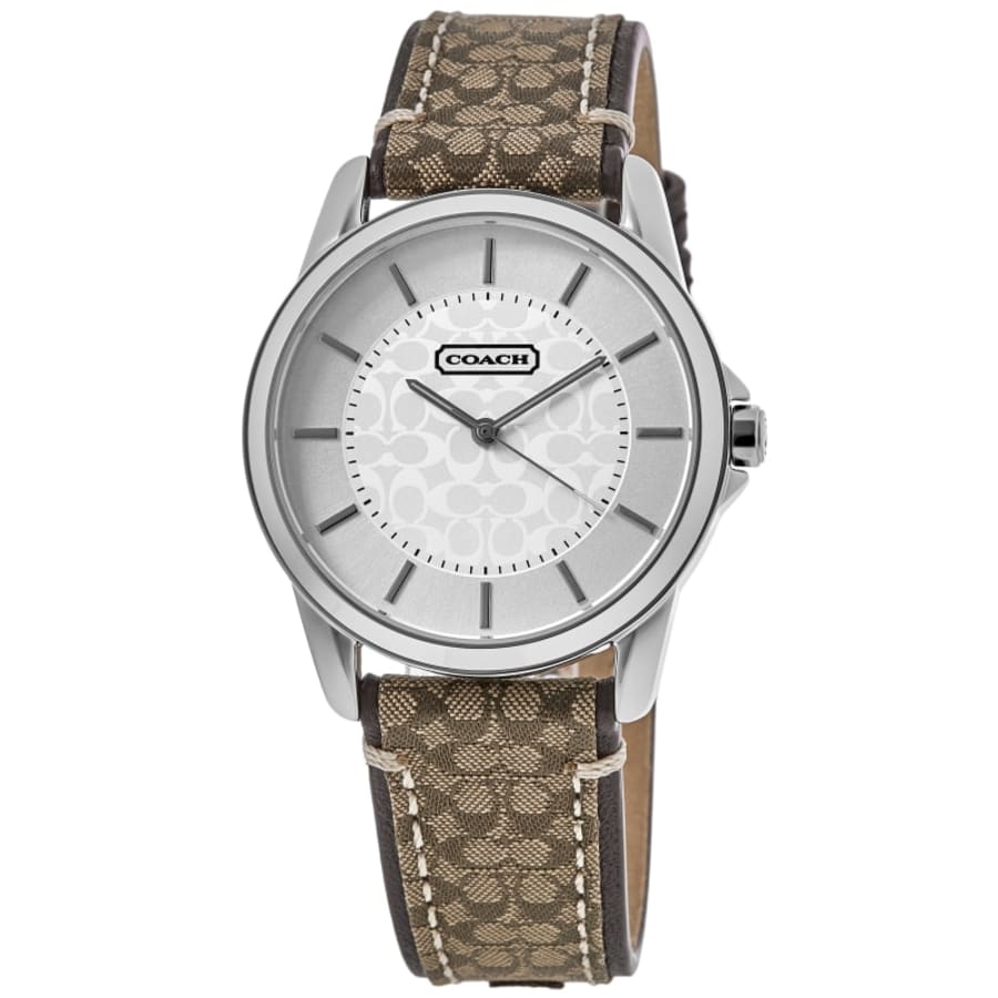 Coach Classic Signature Silver Dial Fabric Strap Women's Watch