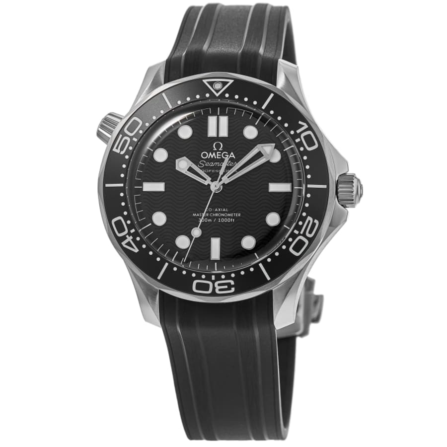 Omega Seamaster Diver 300M Automatic Black Dial Rubber Strap Men's