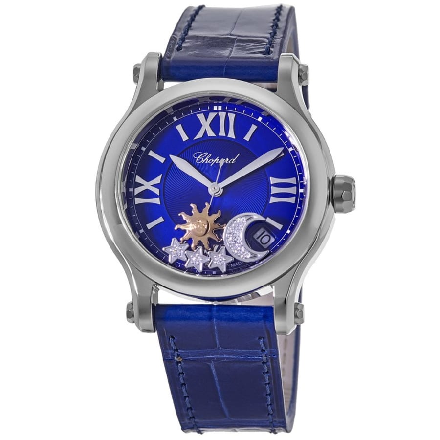 Chopard Happy Stars Blue Dial Blue Leather Strap Women's Watch 278559-3011