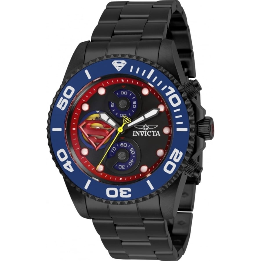 Invicta DC Comics Superman Black Dial Black Steel Men's Invicta DC Comics Superman Black Dial Black Steel Men's