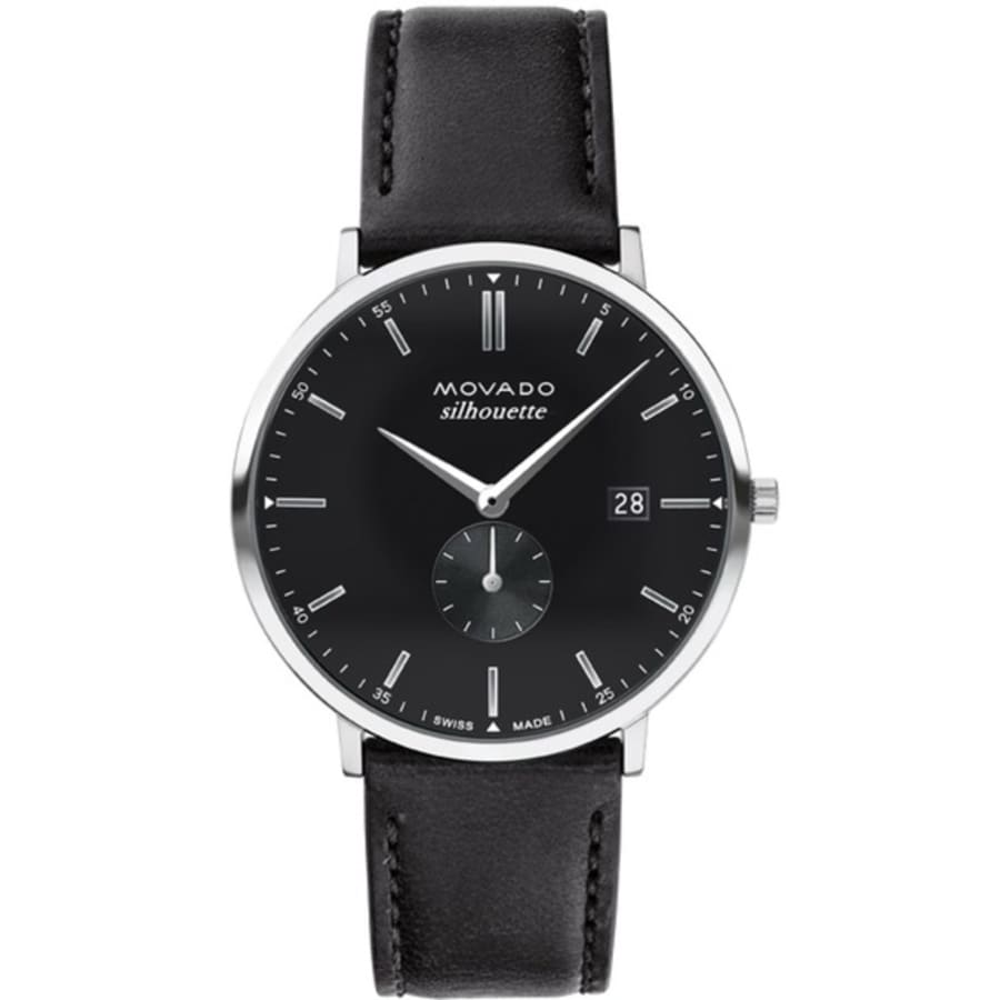 Movado Heritage Black Dial Leather Strap Unisex Watch 3650066