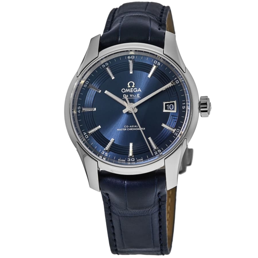 Omega De Ville Hour Vision Automatic Blue Dial Blue Leather Men's