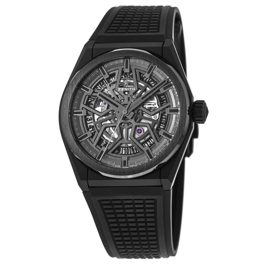 Zenith Defy Classic Black Ceramic Skeleton Dial Rubber Strap Men's Watch  49.9000.670/77.R782