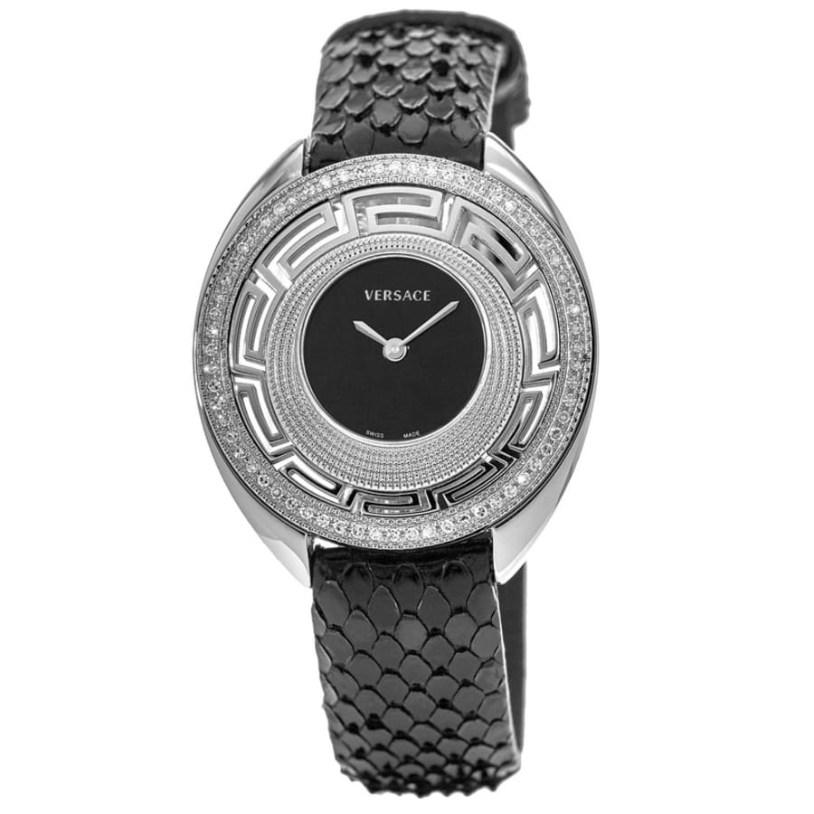 Versace Black Diamond Leather Strap Women's Watch 76Q91SD009S009