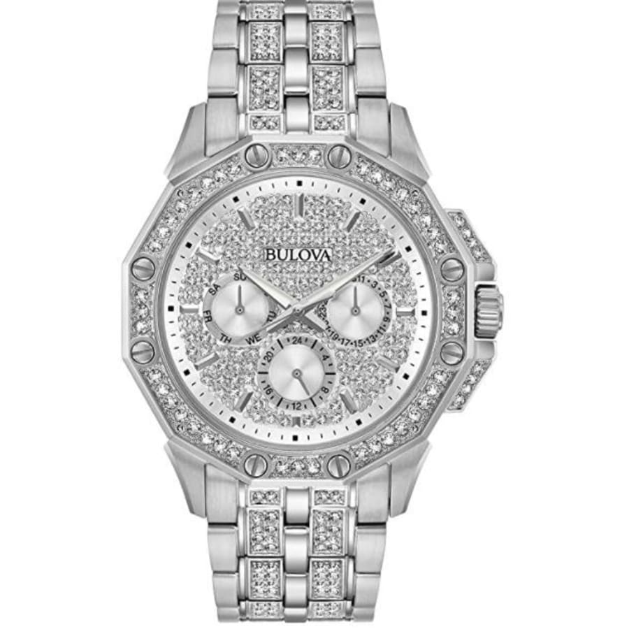 Bulova Crystal Crystal Pave Dial Steel Men's Watch 96C134