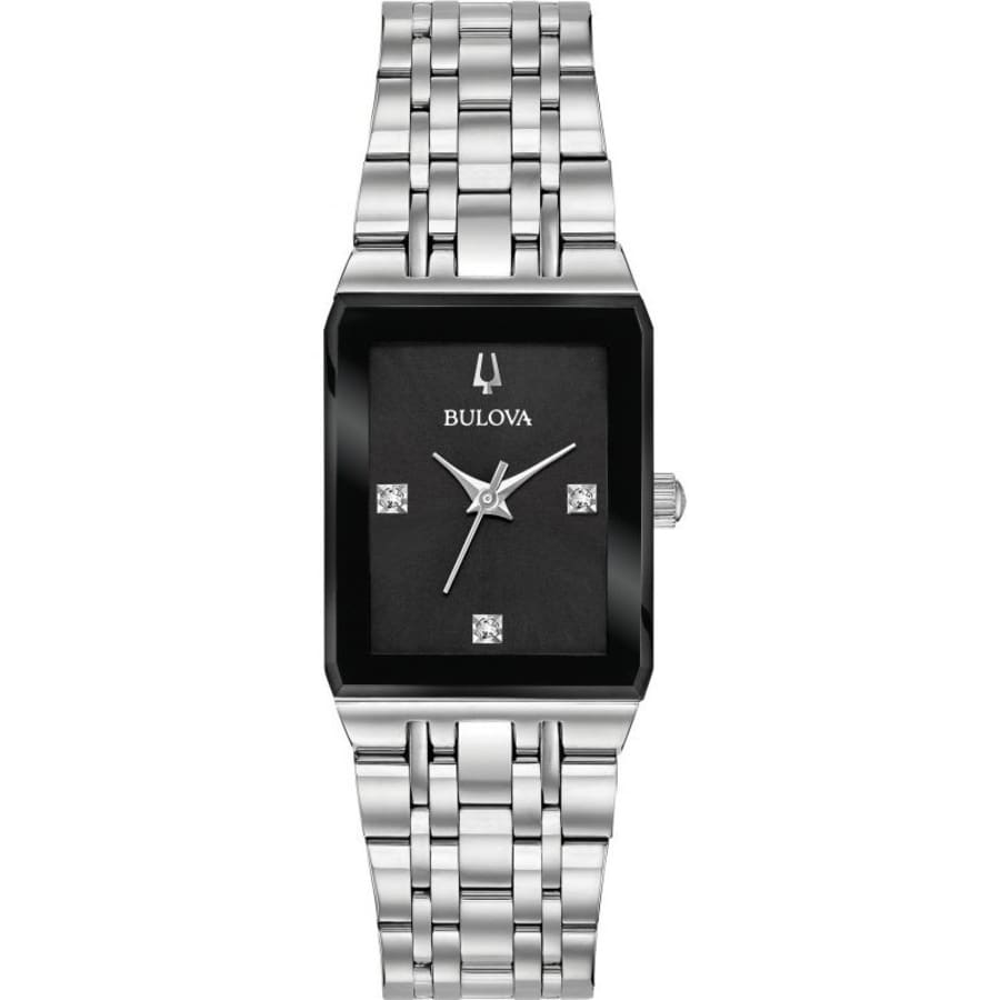 Bulova Quadra Black Dial Stainless Steel Women's Watch 96P202