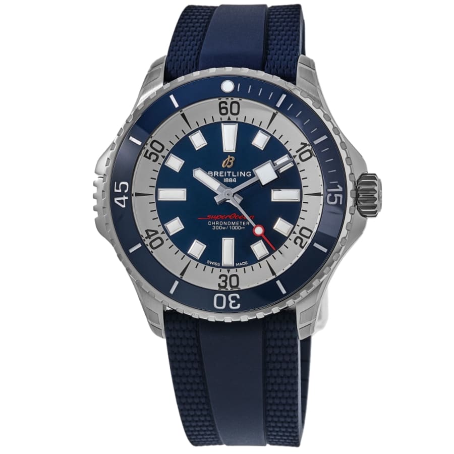 Breitling Superocean Automatic 46 Blue Dial Rubber Strap Men's Watch ...