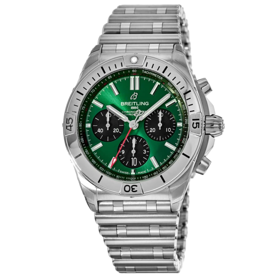 Breitling Chronomat B  Green Chronograph Dial Stainless Steel