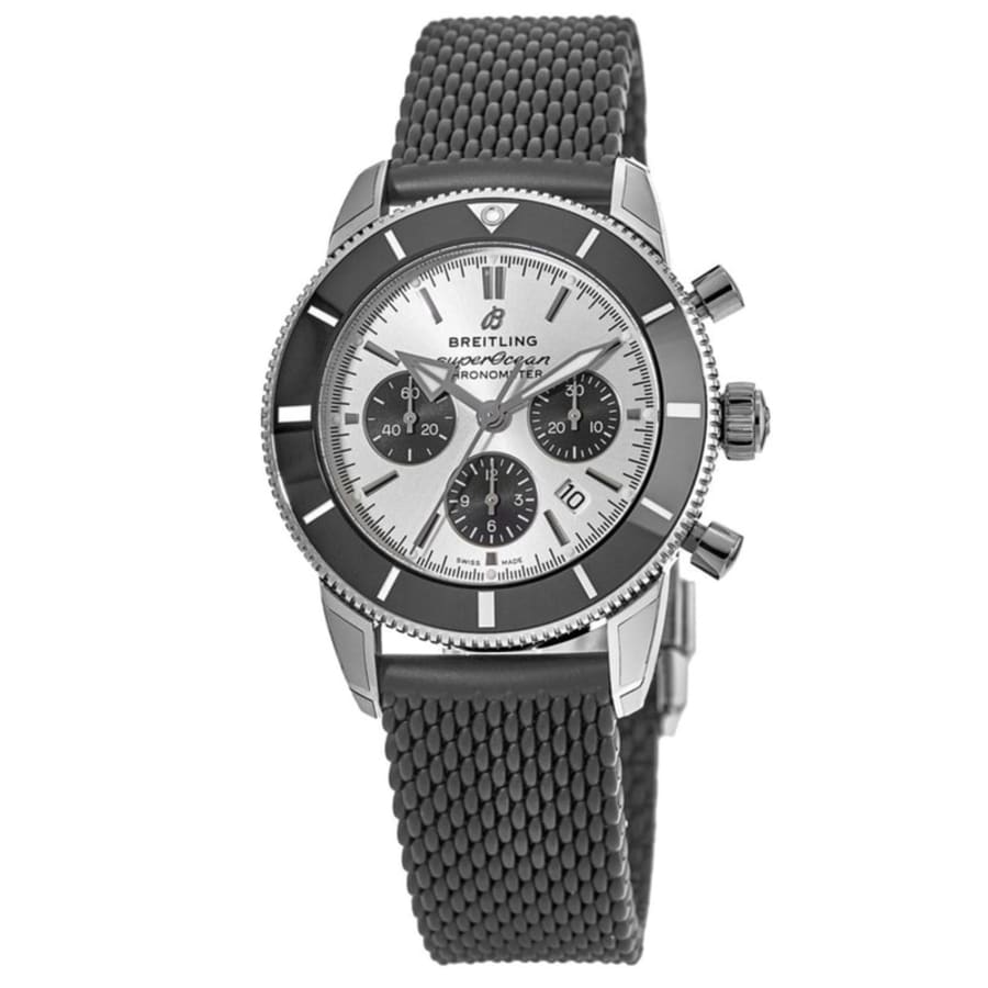 Breitling Transocean Chronograph Watch - Steel - Black Dial - Black Leather Strap - Folding Buckle - AB015212/BF26/436X/A20D.1