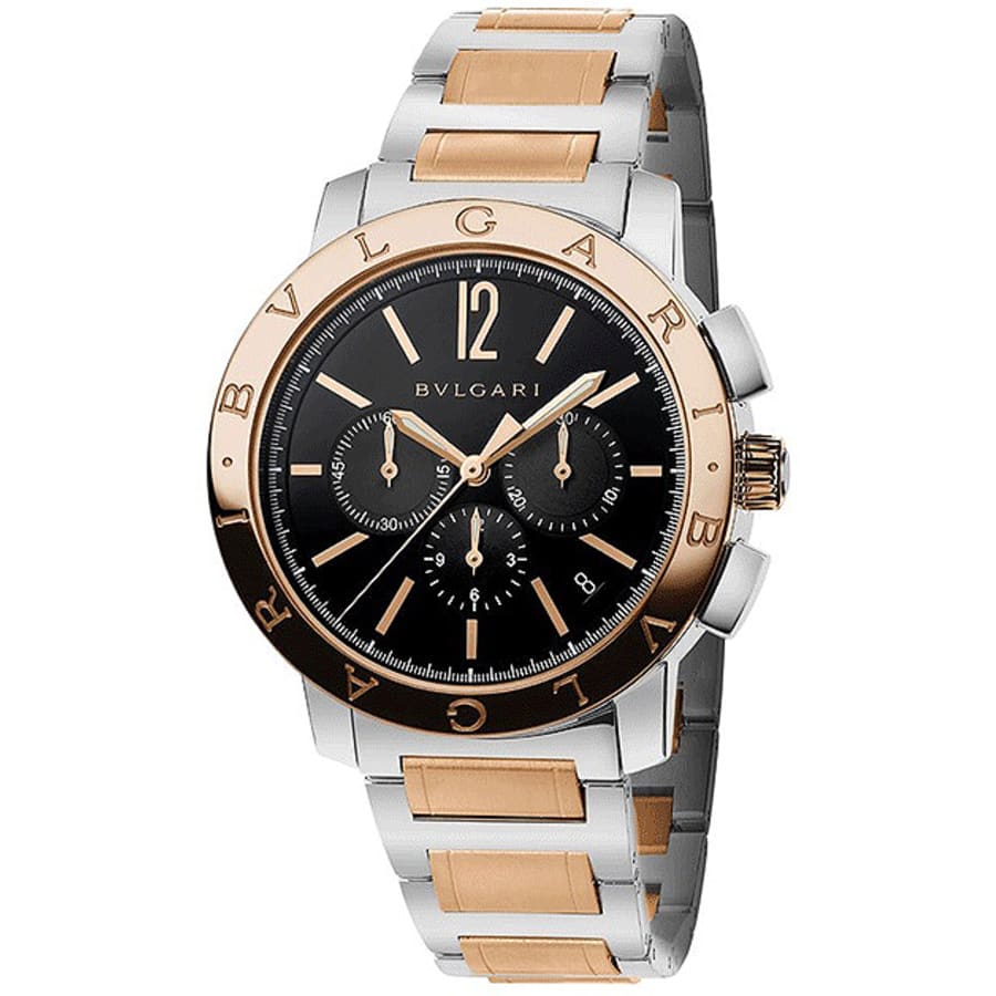 Bulgari Rose Gold And Stainless Steel Chronograph Men's Watch