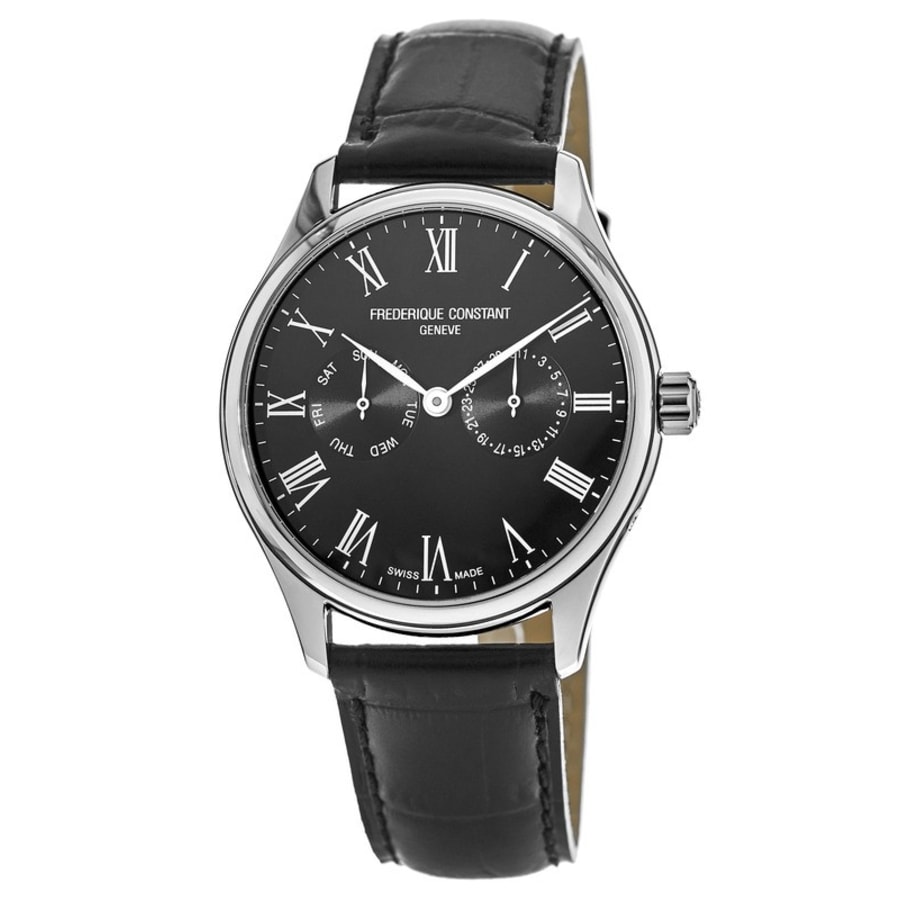 Frederique Constant Classics Black Dial Black Leather Men