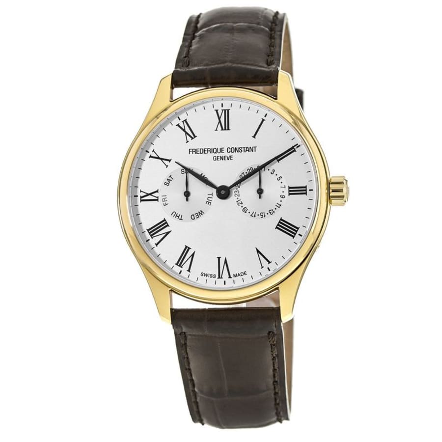 Frederique Constant Classics Gold-Tone Silver Dial Brown Frederique Constant Classics Gold-Tone Silver Dial Brown