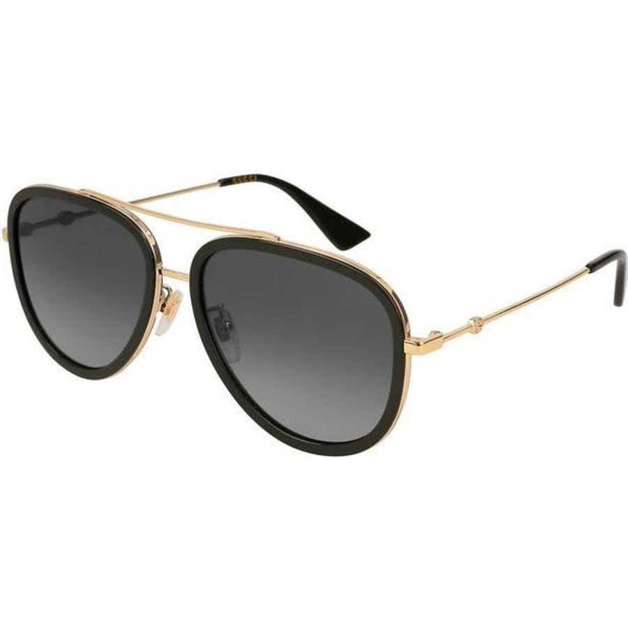 Gucci Polarized Grey Gradient Aviator Women's Sunglasses GG0062S-011