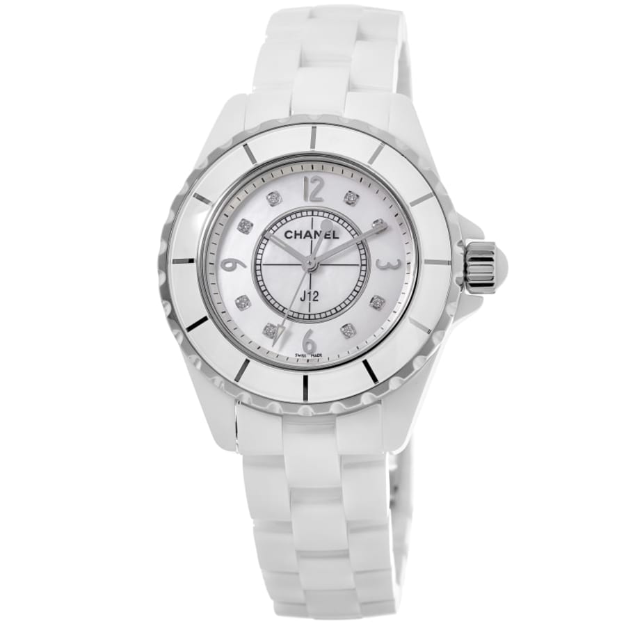 話題の行列 Classic J12 Chanel 33mm Watch Women's Ceramic White Diamond J12