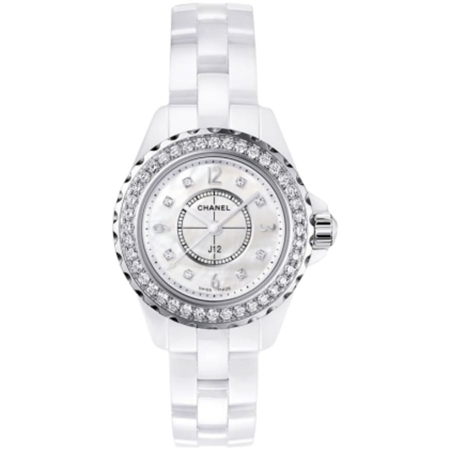 white chanel diamond watch