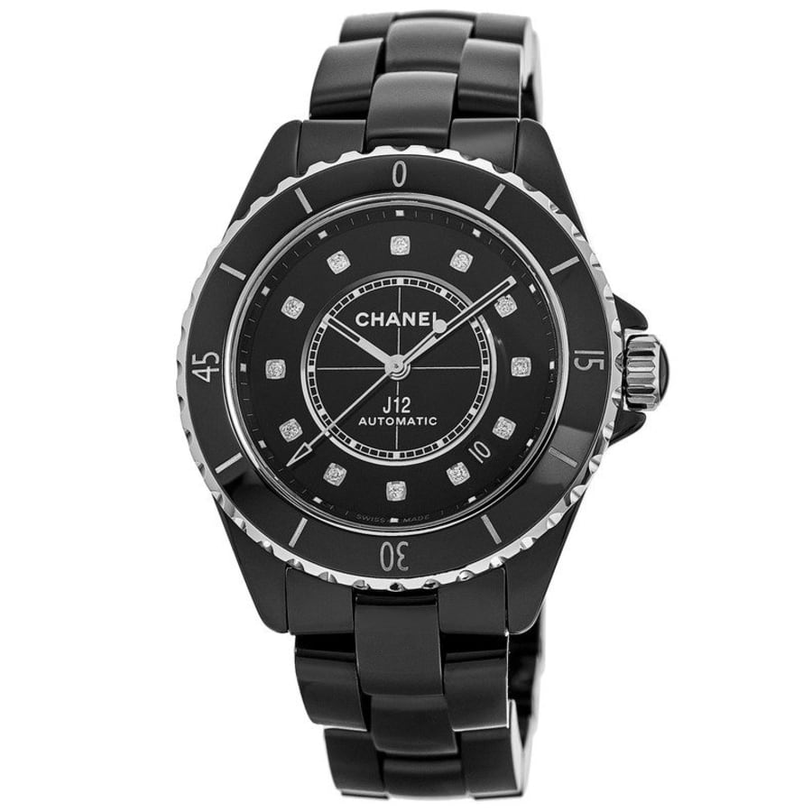 Chanel J12 Automatic Black Ceramic & Steel Diamond Dial Women's Watch H5702