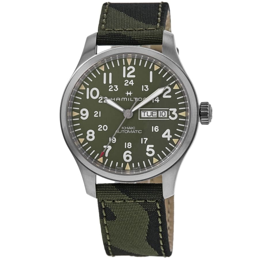 Hamilton Khaki Field Day Date Auto Green Dial Fabric Strap