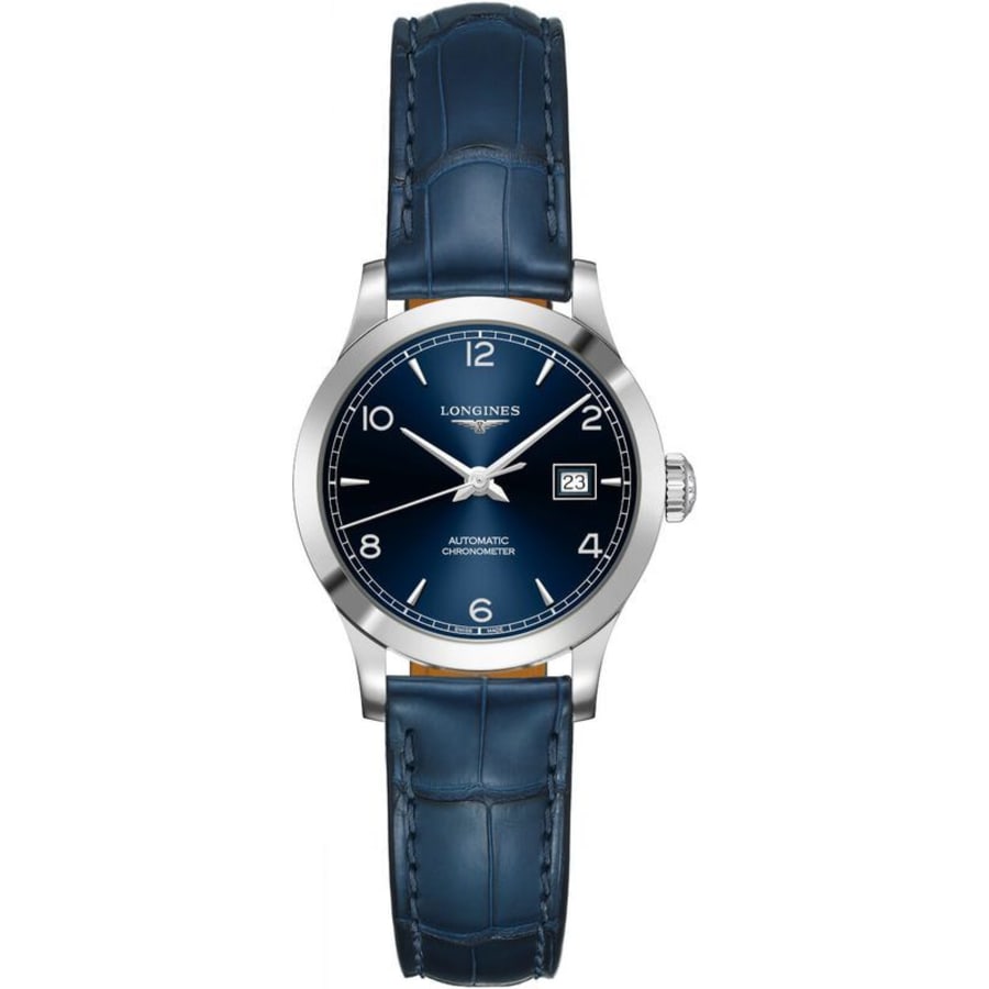 Longines Record Blue Dial Blue Leather Strap Women's Watch L2.321.4.96.4