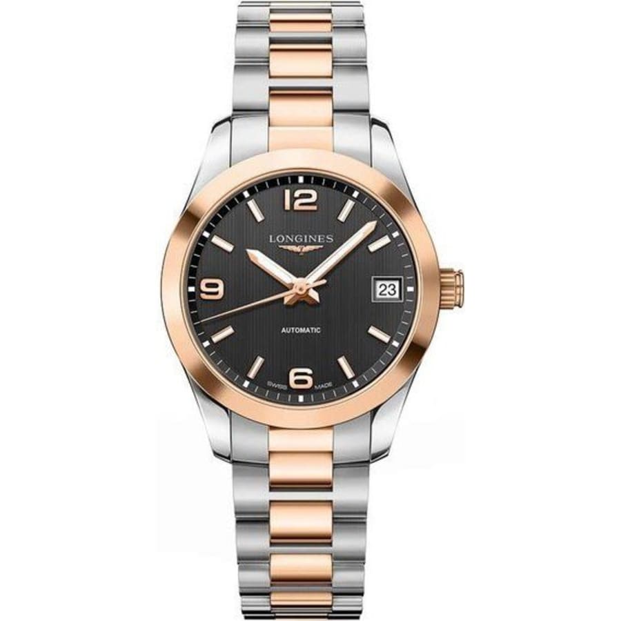 Longines Conquest Classic Black Dial Stainless Steel and Rose Gold ...