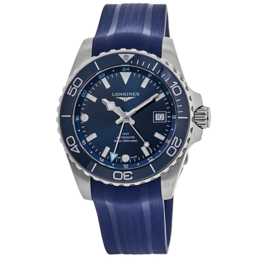 Longines HydroConquest GMT Blue Dial Rubber Strap Men's Watch L3.790.4.96.9