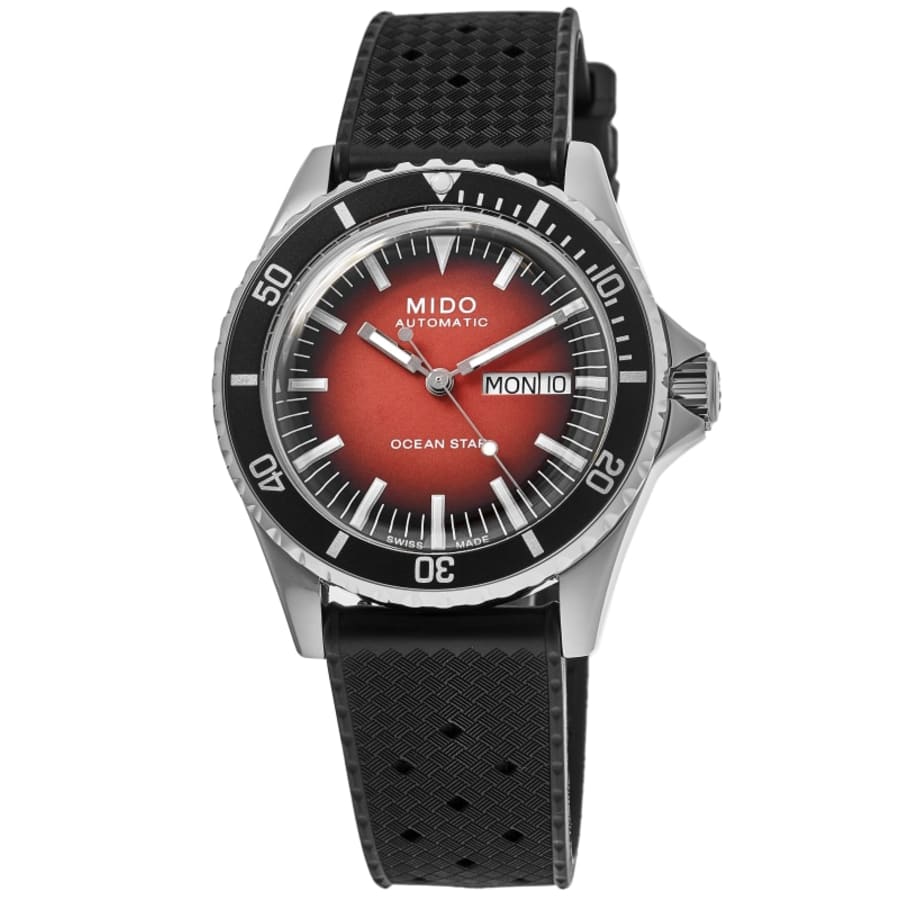 Mido Ocean Star Tribute Gradient Red Dial Rubber Strap Men's Watch 