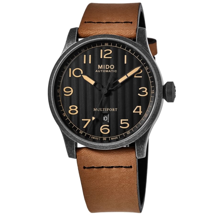 Mido Multifort Black Dial Brown Leather Strap Men's Watch Mido Multifort Black Dial Brown Leather Strap Men's Watch
