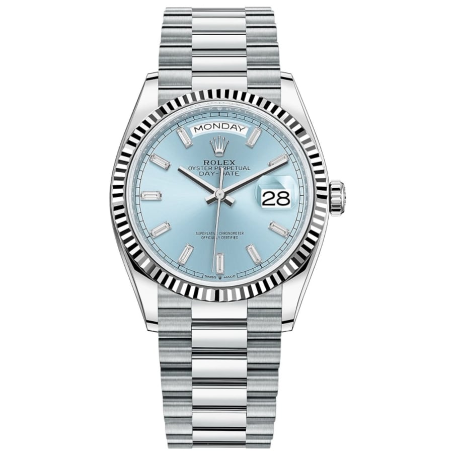 Rolex Day-Date Platinum Ice-Blue Diamond Dial Women