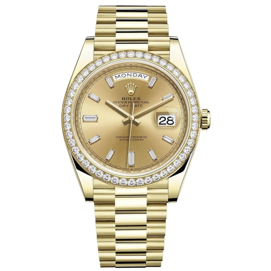 Rolex Oyster Perpetual Day-Date 18K Yellow Gold Diamond Men's Watch 