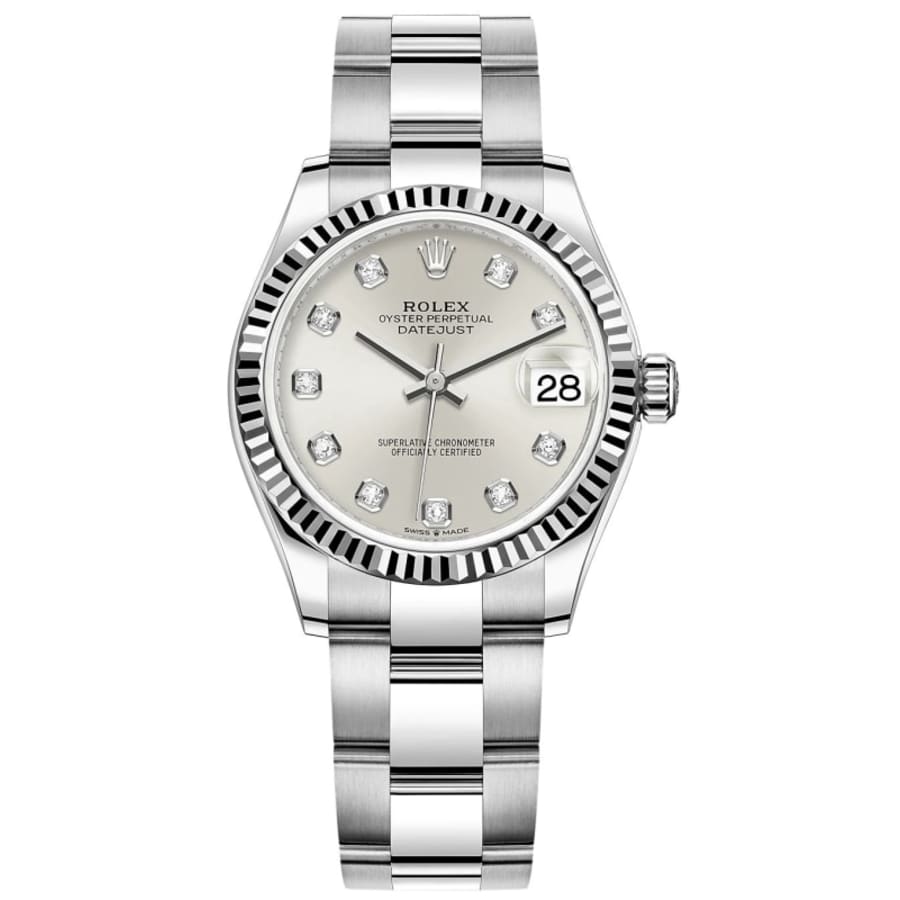 Rolex Datejust 31 Stainless Steel and White Gold Silver Diamond Dial ...