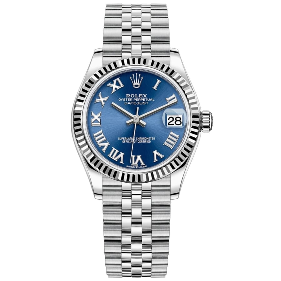 Rolex Datejust 31 Stainless Steel and White Gold Blue Roman Dial Women ...