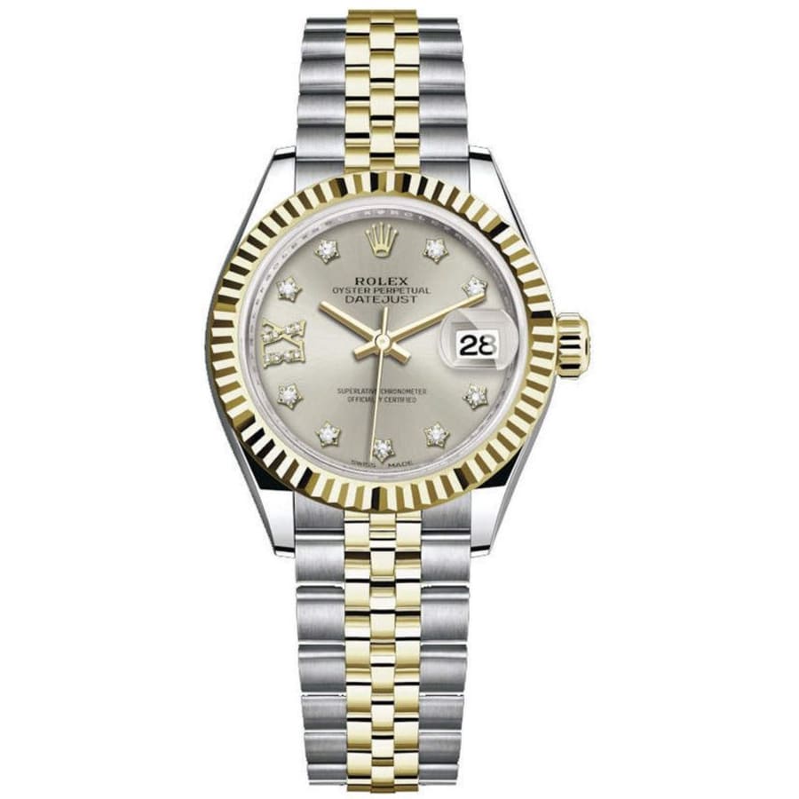 ROLEX 279173 Datejust 28 Silver Diamond Dial Gold Ladies