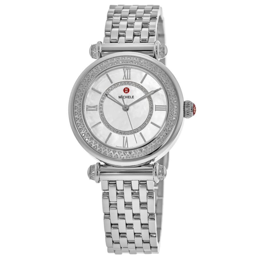 Michele caber diamond bracelet watch 35mm best sale