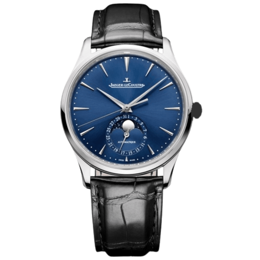 Jaeger LeCoultre Master Ultra Thin Blue Dial Leather Strap Men's Watch