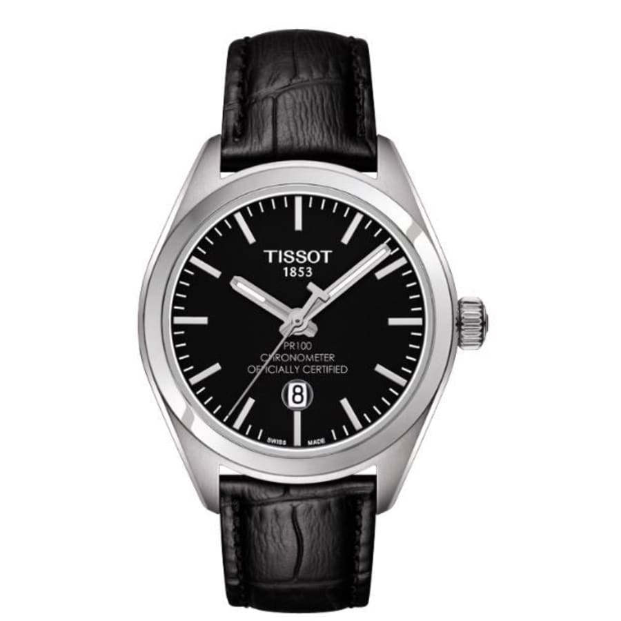 Tissot PR 100 Quartz Black Dial Leather 