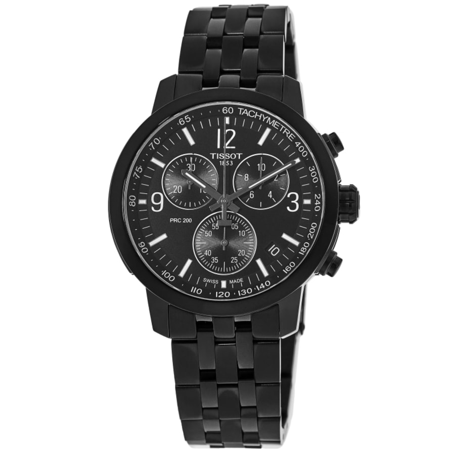 Tissot PRC 200 Quartz Chronograph Black Dial Steel Men's Watch T114.417 ...