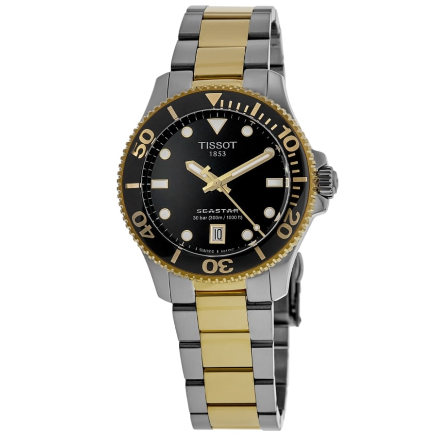 Tissot Seastar 1000 Quartz Black Dial Two-Tone Steel Women's Watch