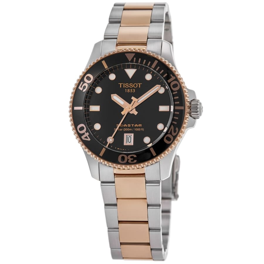 TISSOT SEASTAR 腕時計 ブラック/シルバー/ピンクゴールド Tissot Seastar 1000 Quartz Women's Watch T120.210.22.051.01