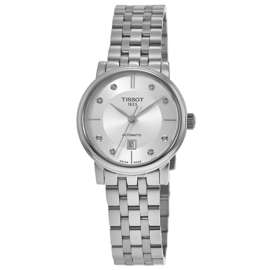 Tissot Carson Automatic Silver Dial Diamond Stainless Steel Women's ...