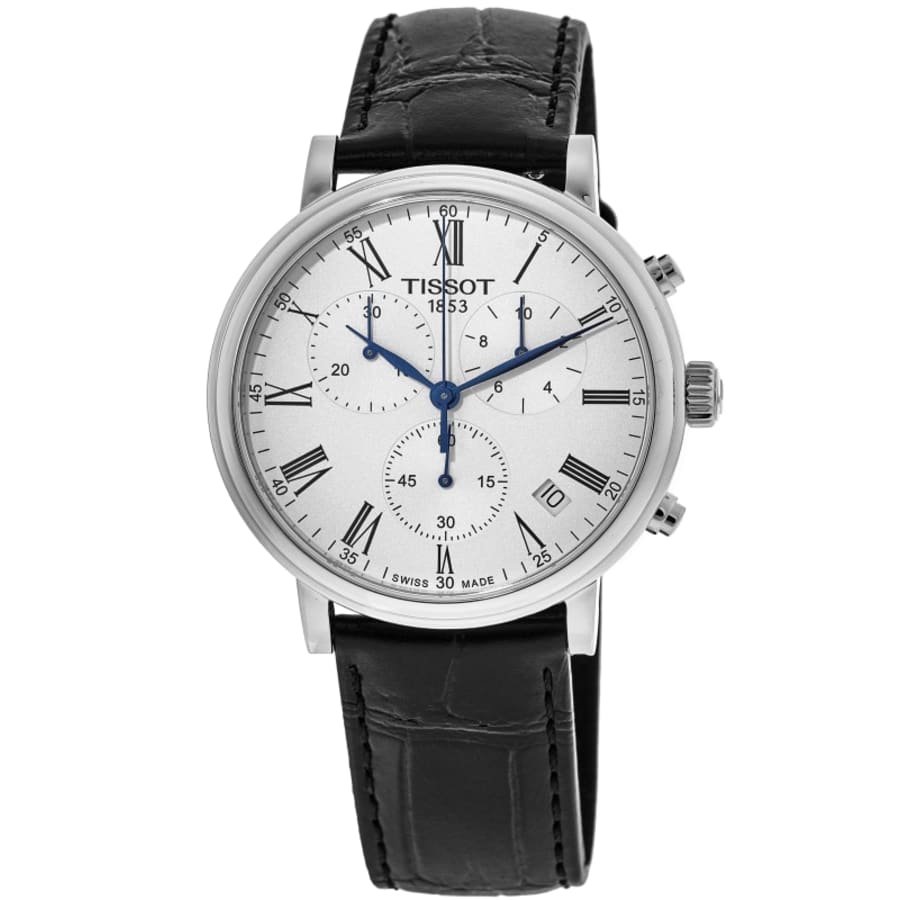 Tissot Carson T122.417.16.011.00 Orologio Cronografo Uomo – Acciaio, Pelle, Vetro Zaffiro, 41 Mm