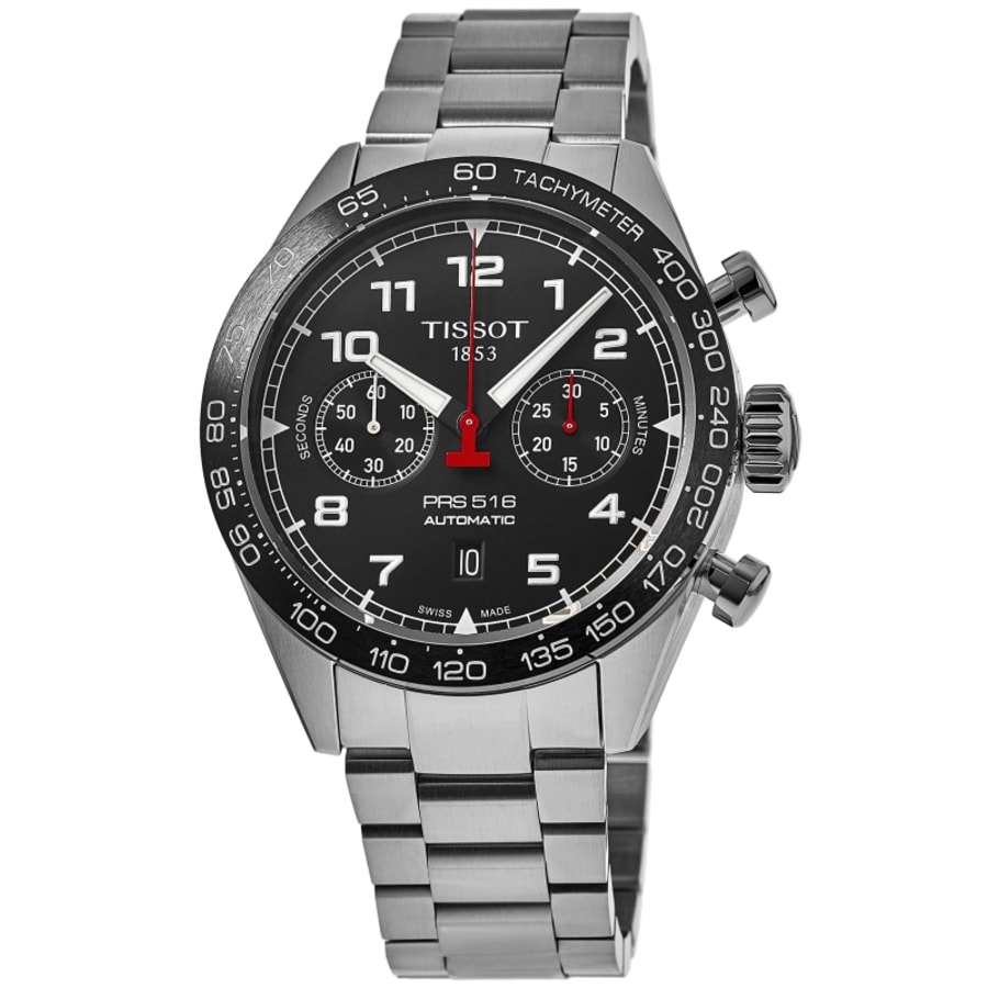 Tissot PRS 516 Automatic Black Chronograph Dial Steel Men's Watch 