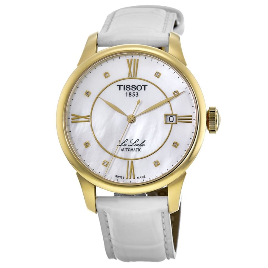 Tissot Le Locle Automatic Mother of Pearl Diamond Dial Leather Strap  Women's Watch T41.5.453.86
