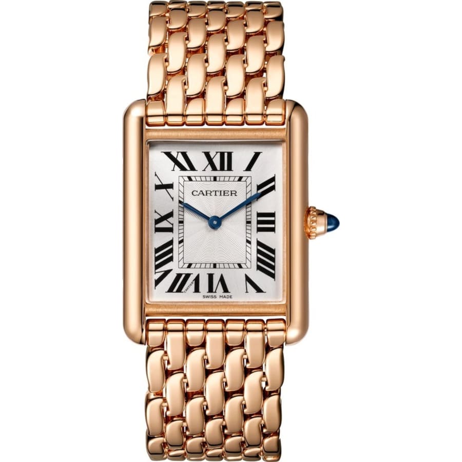 Cartier Silver 18k Rose Gold Tank Louis WGTA0024 Women's Wristwatch 21 mm  Cartier