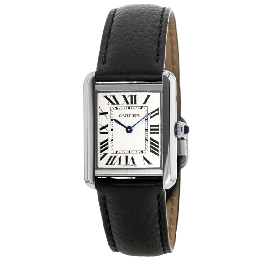 cartier tank solo ladies black leather strap watch