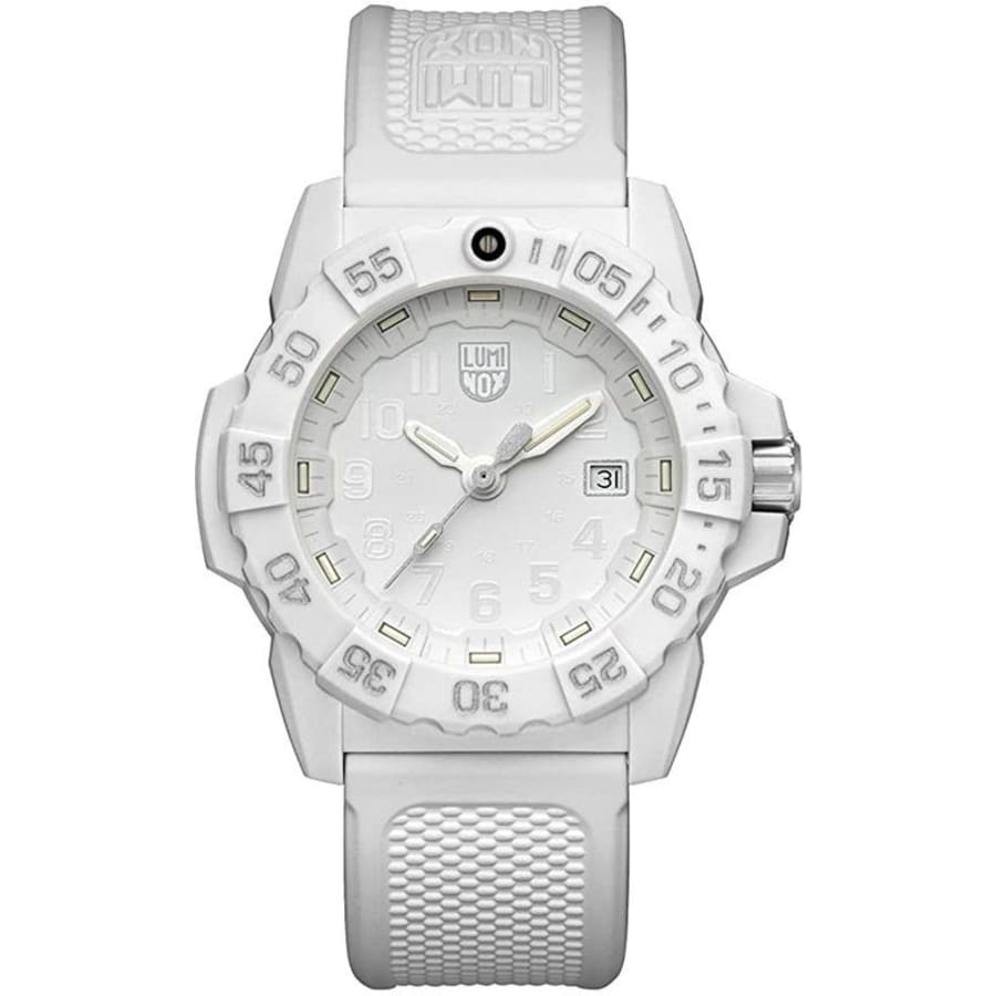 美品 LUMINOX WHITEOUT Navy Seals Luminox Navy Seal Arctic White Rubber Band Watch XS.3507.WB